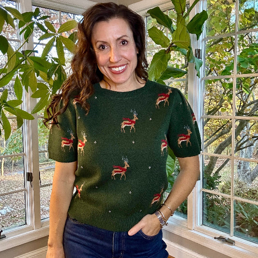 Green Reindeer Sweater