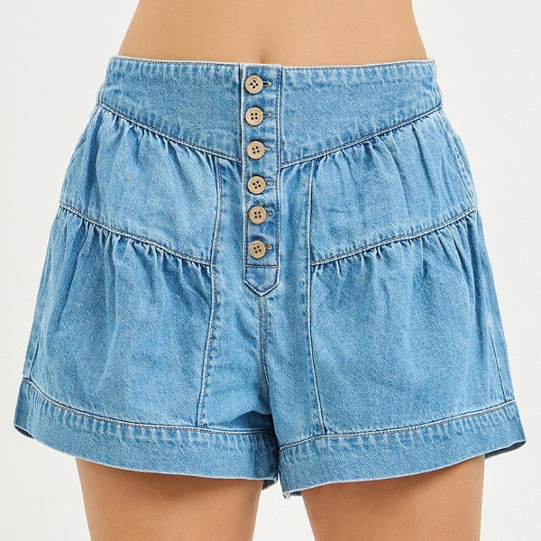Tiered Denim Shorts