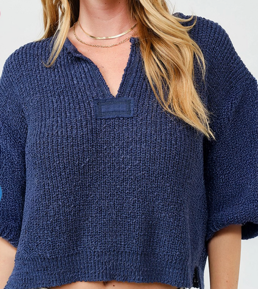 Cropped Patch Sweater