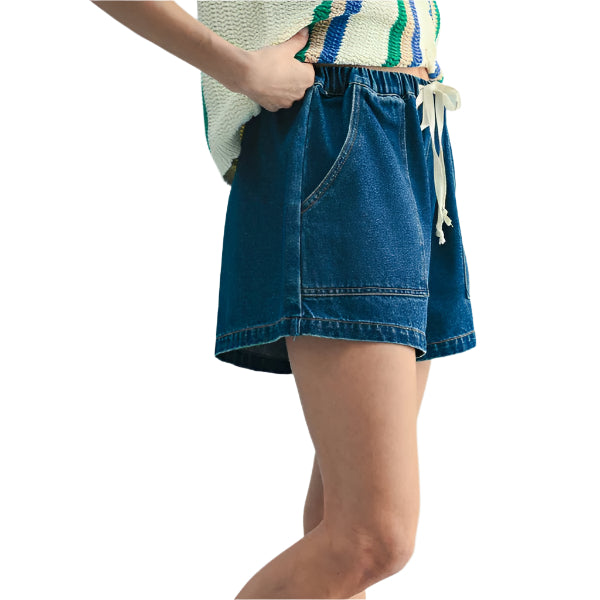 Denim Shorts with Drawstring