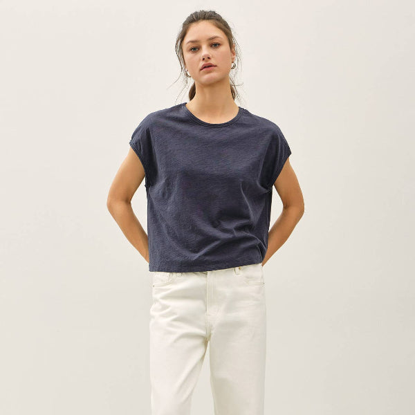 Boxy Cap Sleeve Tee CHARCOAL