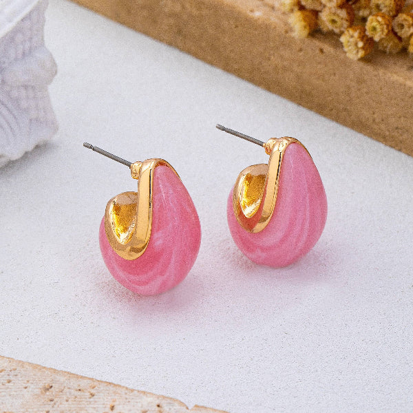 Marbled Teardrop Stud Earrings