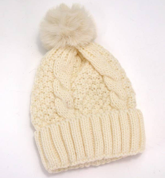 Classic Cable Knot Pom Pom Beanie