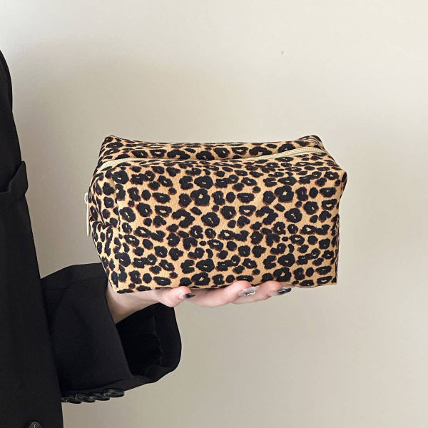 Leopard Canvas Tote Makeup Bag