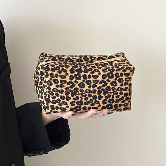 Leopard Canvas Tote Makeup Bag