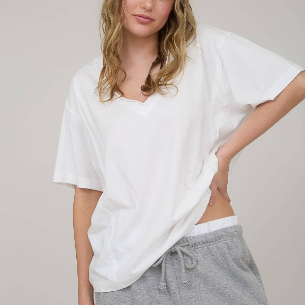 Raw Edge V Neck Top