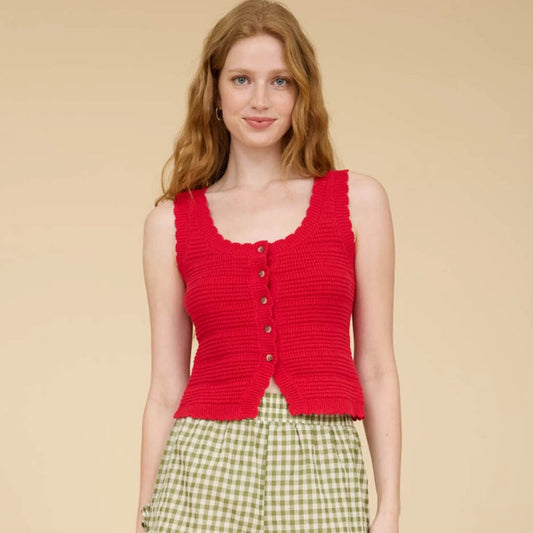 Scalloped Red Hot Vest