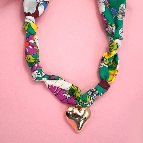 Green Goddess Handmade Scarf Charm Necklace