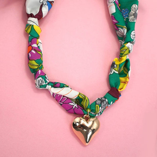 Green Goddess Handmade Scarf Charm Necklace