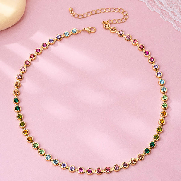 Rainbow Gemstone Tennis Necklace