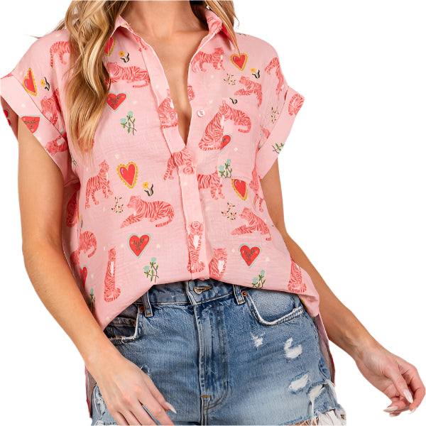 Sweet Tiger Button Down