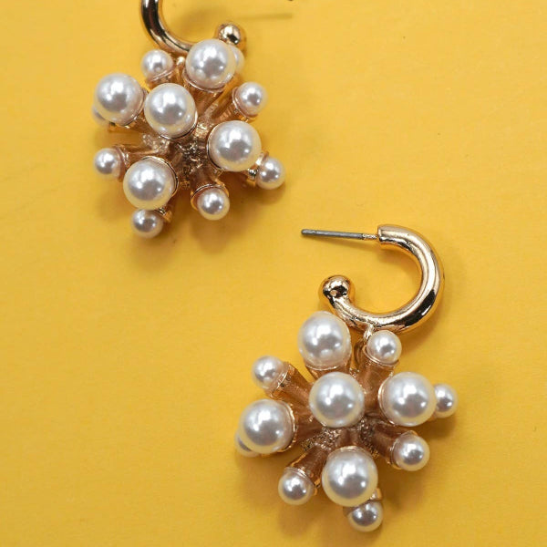 Cluster Pearl Huggie Hoop