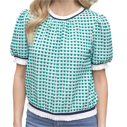 Green Gingham Top
