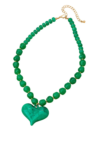 Chunky Green Heart Necklace