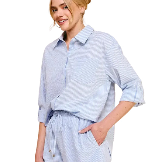 Blue Barb Button Down