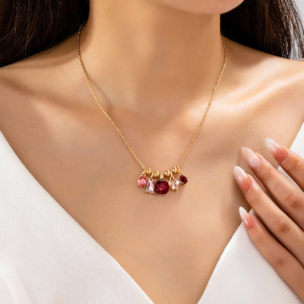 Crystal Cluster Charm Pendant Necklace